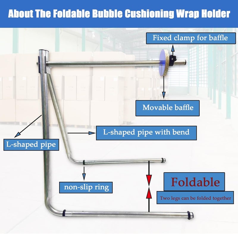 ECHDR Foldable Bubble Cushioning Wrap Holder Bubble Packing Wrap for Moving and Shipping Holder Bubble Wrap Roll Dispenser (25.6 inches) - Image 3